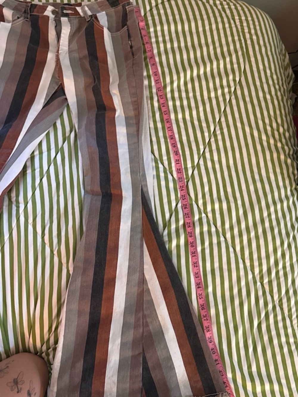 Saints and Hearts Stripes Bell Bottoms - Picture 5 of 7